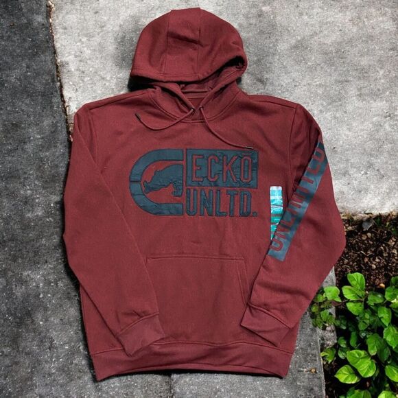 Ecko Unltd. Vintage Y2K NWT Pullover Maroon Black Hoodie Mens Size Large - Picture 1 of 8